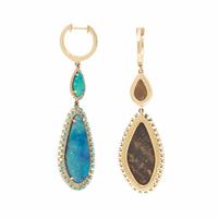BLACK OPAL DOUBLET AND DIAMOND EARRINGS