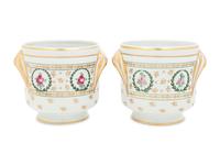 A Pair of Limoges Porcelain Cache Pots