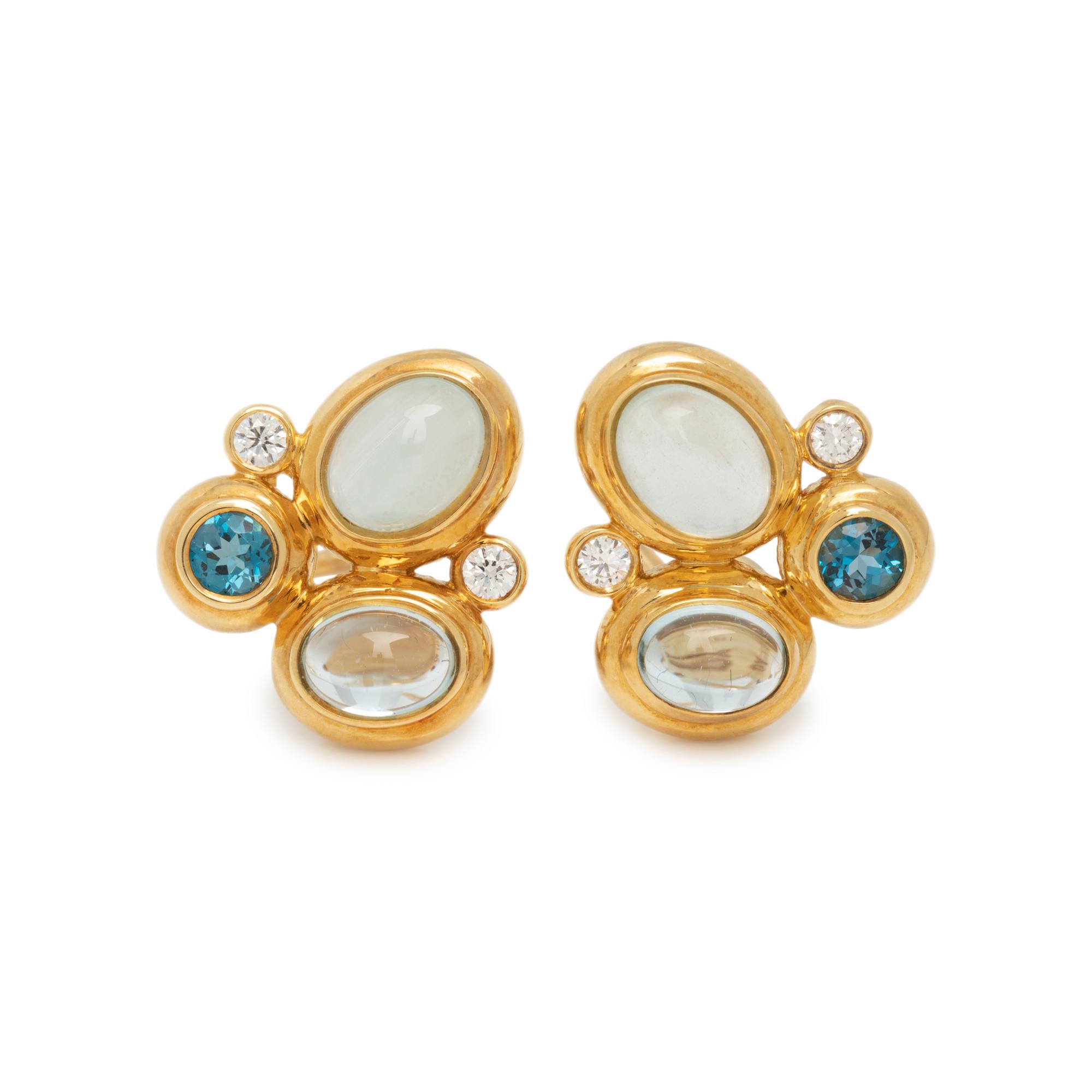 DAVID YURMAN, MULTIGEM AND DIAMOND 'MOSAIC' EARCLIPS