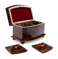 A Regency Tortoiseshell and Mother-of-Pearl Inset Tea Caddy