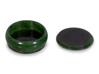 A Chinese Spinach Jade Covered Box