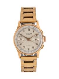 Evans, 18K Yellow Gold Chronograph Wristwatch