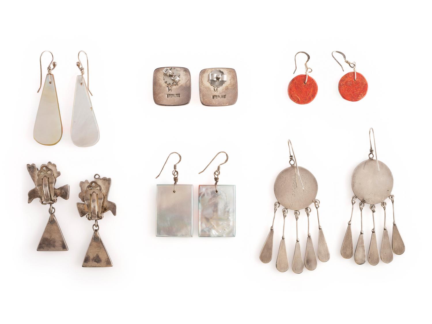 Group of Pueblo and Zuni Inlaid Earrings