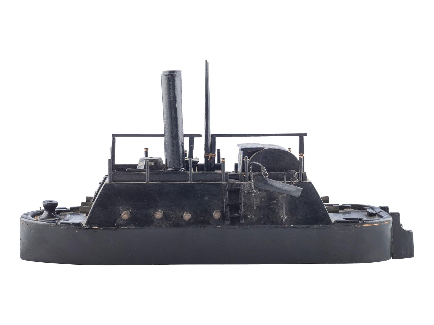 [CIVIL WAR]. A late 19th-century ebonized model of a Mississippi Squadron gunboat.