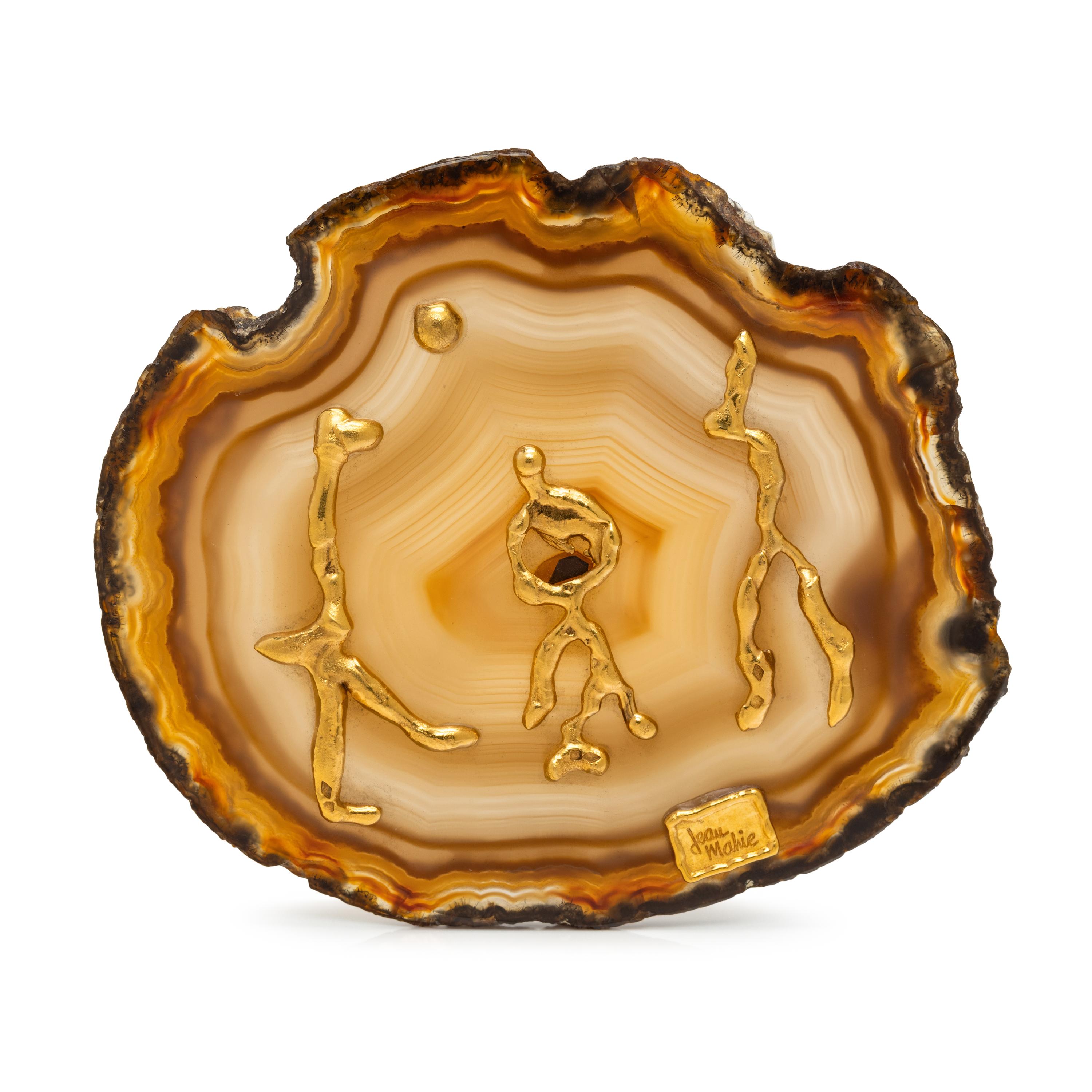 JEAN MAHIE, AGATE AND YELLOW GOLD PAPERWEIGHT