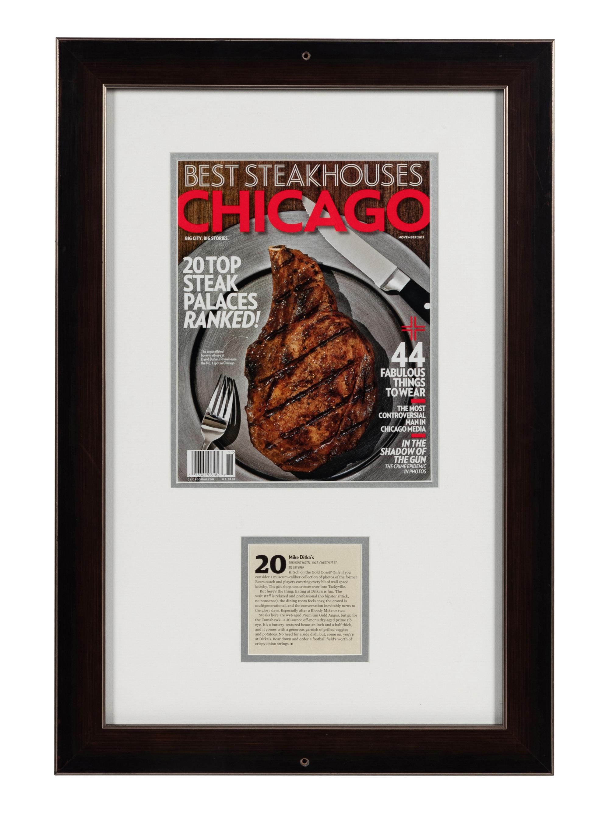 A Group of Seven Dining Awards and Honors Formerly Displayed at Mike Ditka’s Restaurant