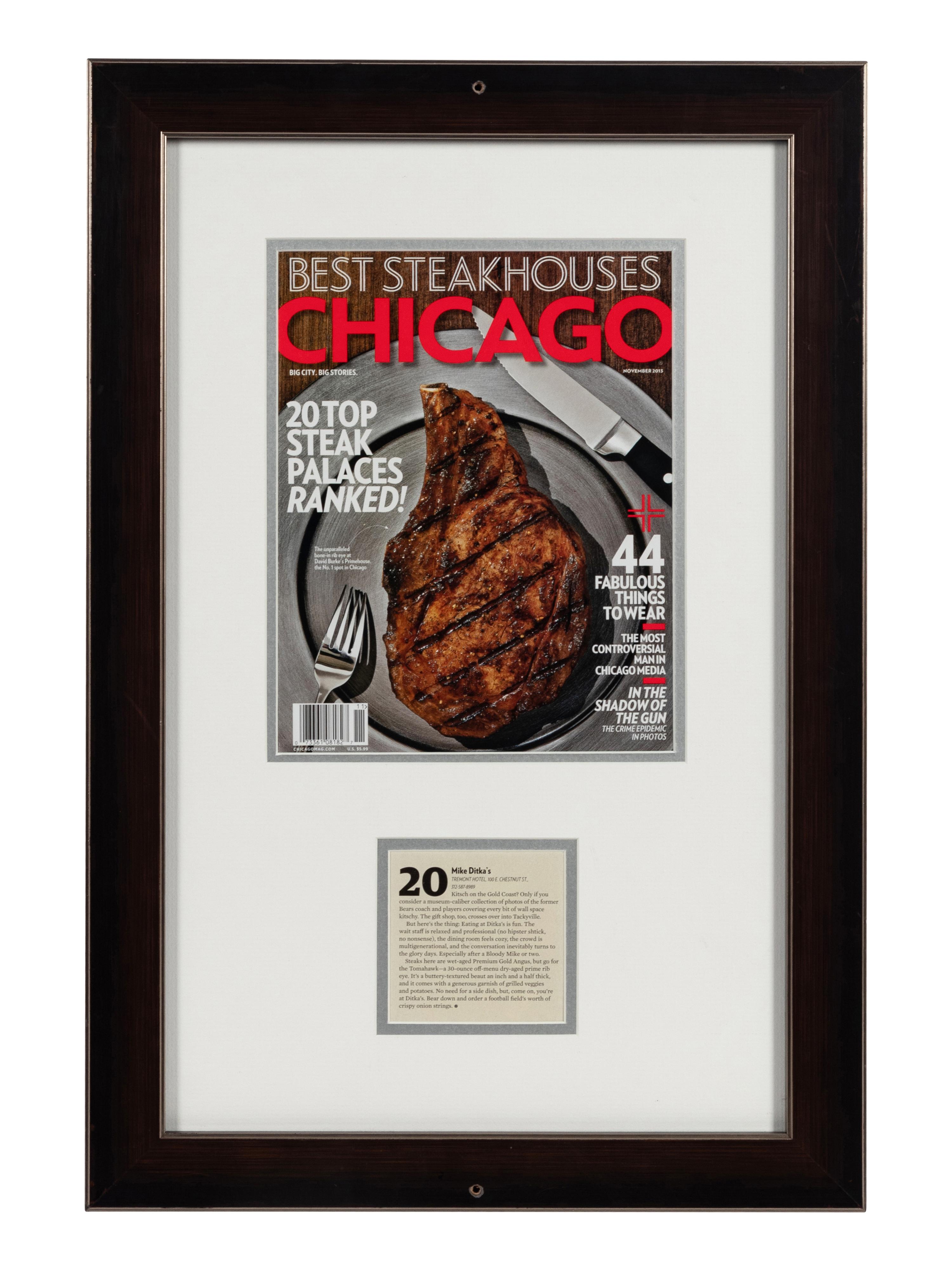 A Group of Seven Dining Awards and Honors Formerly Displayed at Mike Ditka’s Restaurant