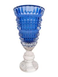 A Large Baccarat New Antique II Cut Cobalt Glass Vase