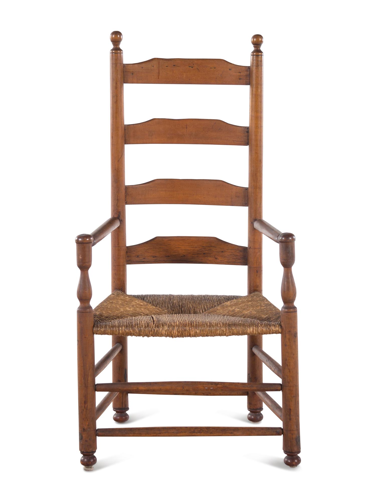 A Ladderback Rush-Seat Armchair