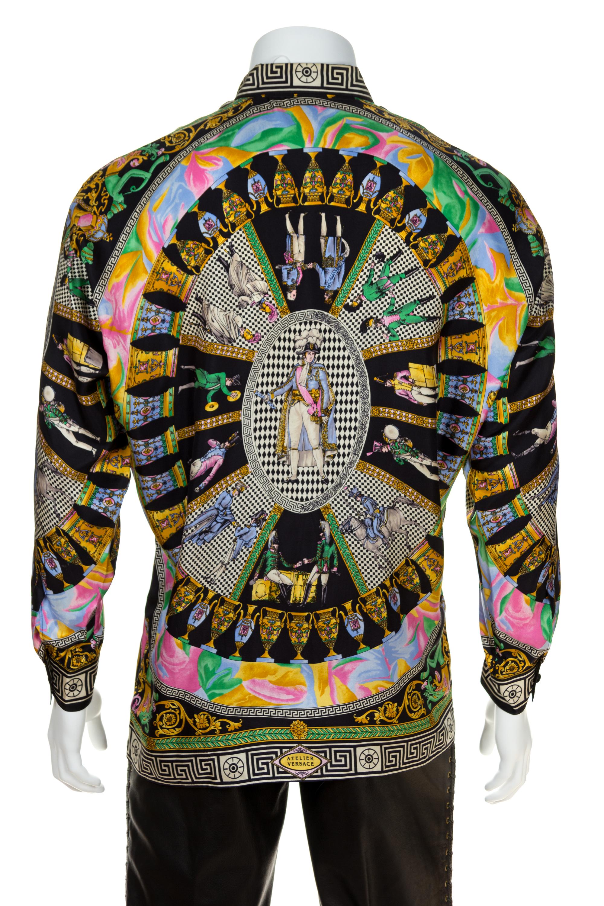 A Gianni Versace Silk Print Shirt, Size 48.