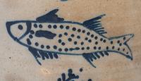A P. H. Smith Three-Gallon Cobalt Decorated Stoneware 'Fish' Crock