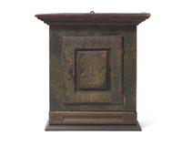 A Painted and Decorated Hanging Wall Cupboard, 19th Century