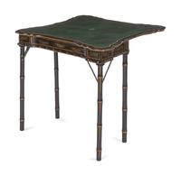 A Faux Bamboo Japanned Flip-Top Games Table