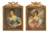 A Pair of Continental Portrait Miniatures, Height of largest 4 1/2 x width 3 1/4 inches.