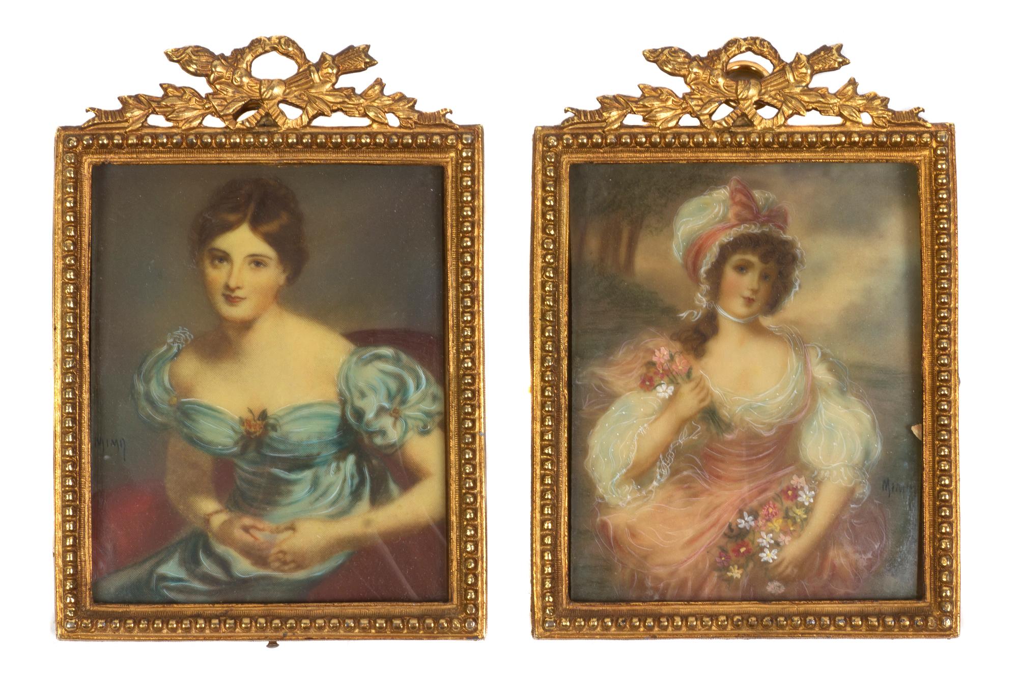 A Pair of Continental Portrait Miniatures, Height of largest 4 1/2 x width 3 1/4 inches.