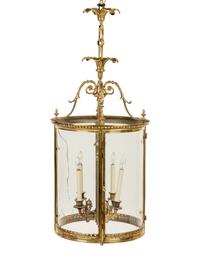 A French Brass and Glass Hall Lantern