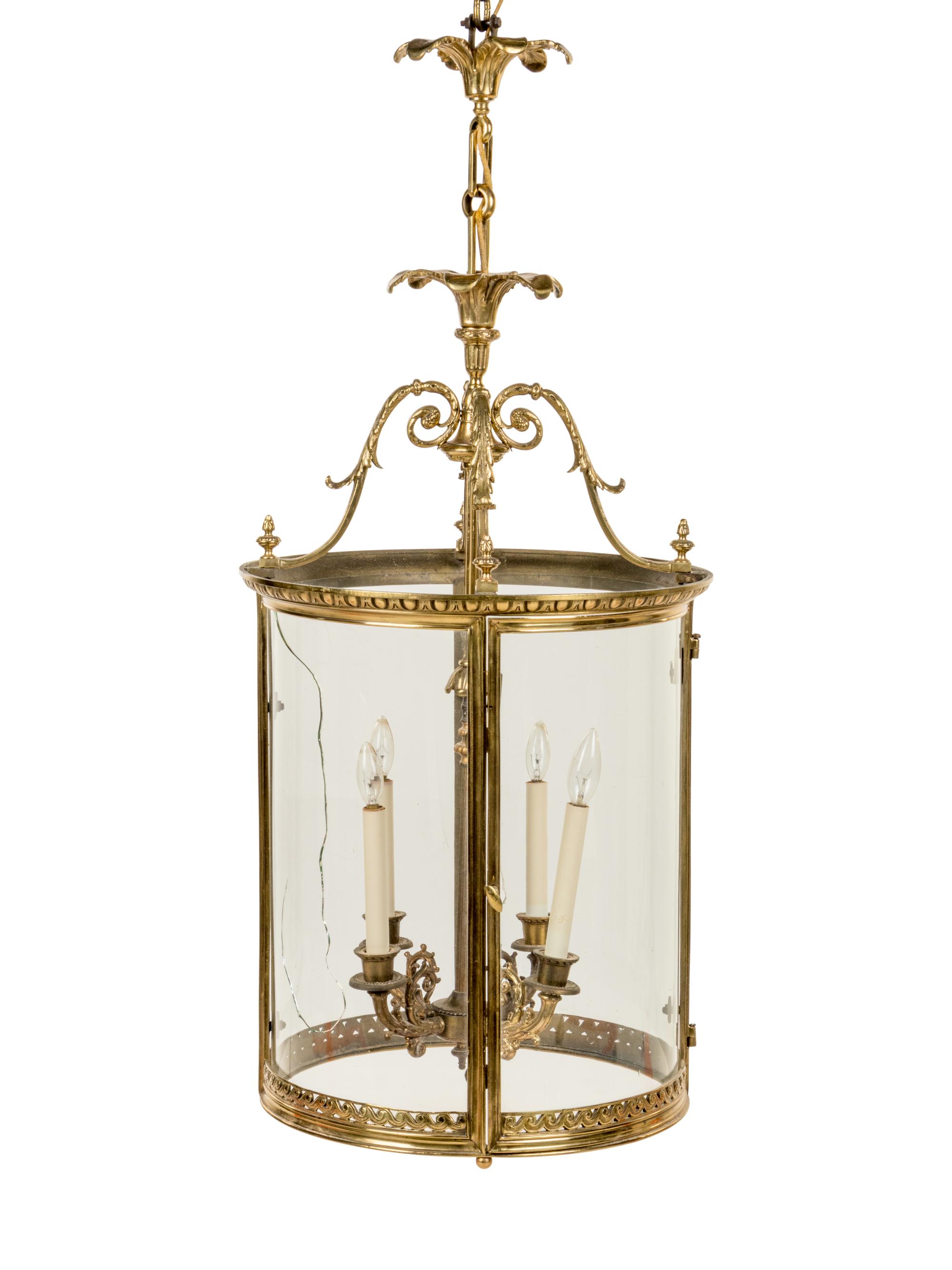 A French Brass and Glass Hall Lantern