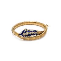 YELLOW GOLD, ENAMEL AND DIAMOND SNAKE BRACELET