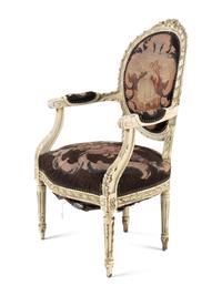 A Louis XVI Style Painted Fauteuil
