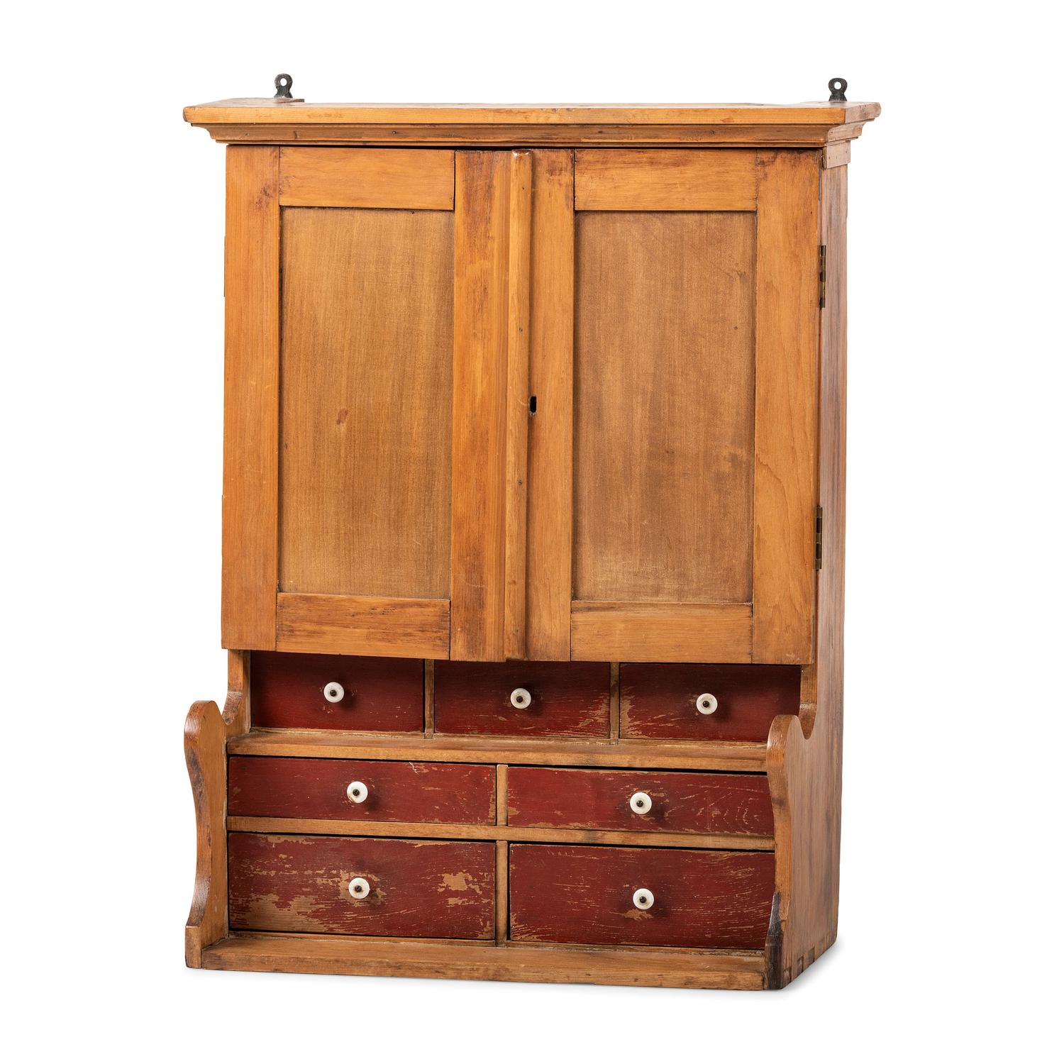 A Painted Wood Hanging Wall Cupboard