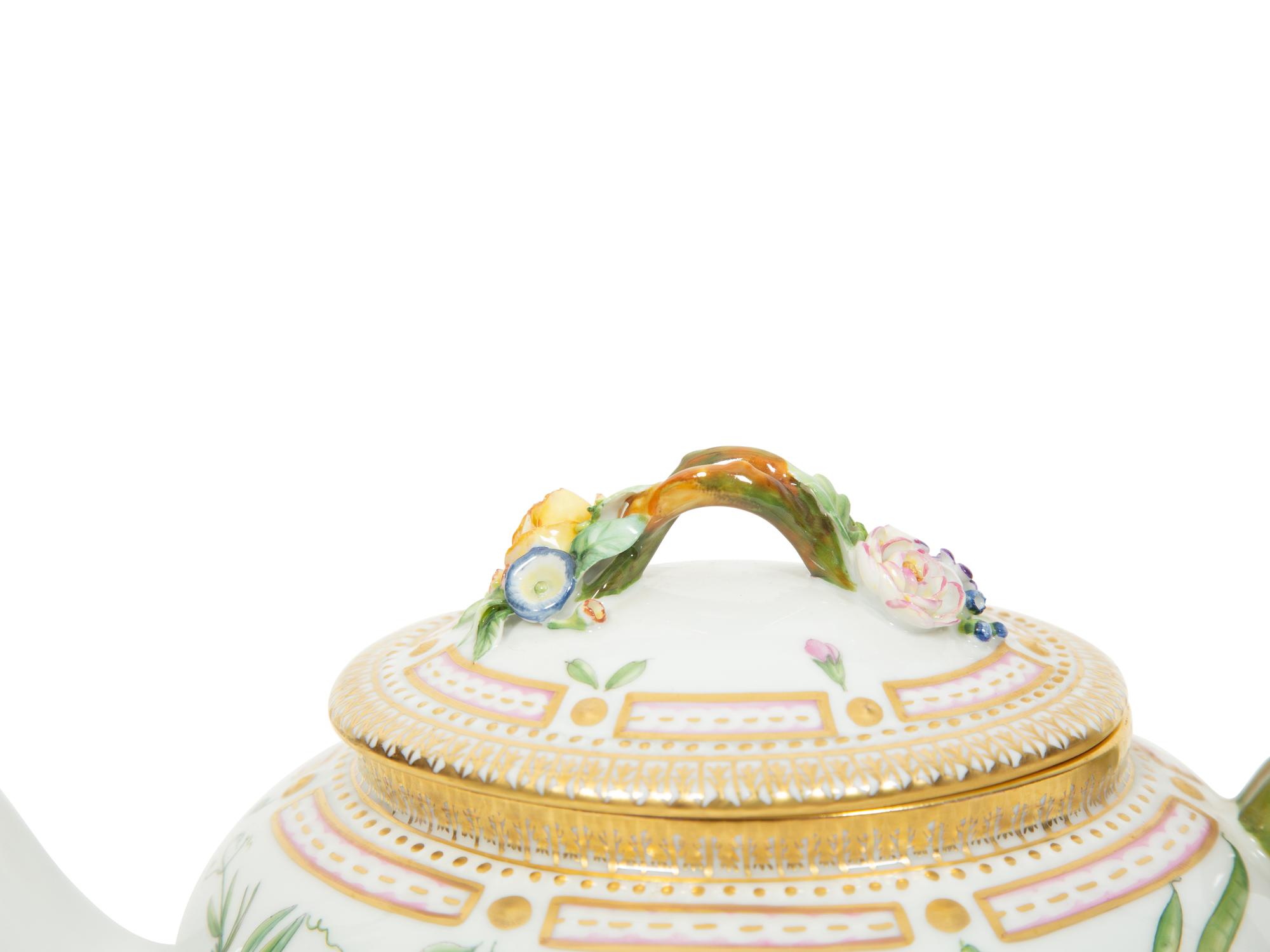 A Royal Copenhagen Flora Danica Porcelain Teapot