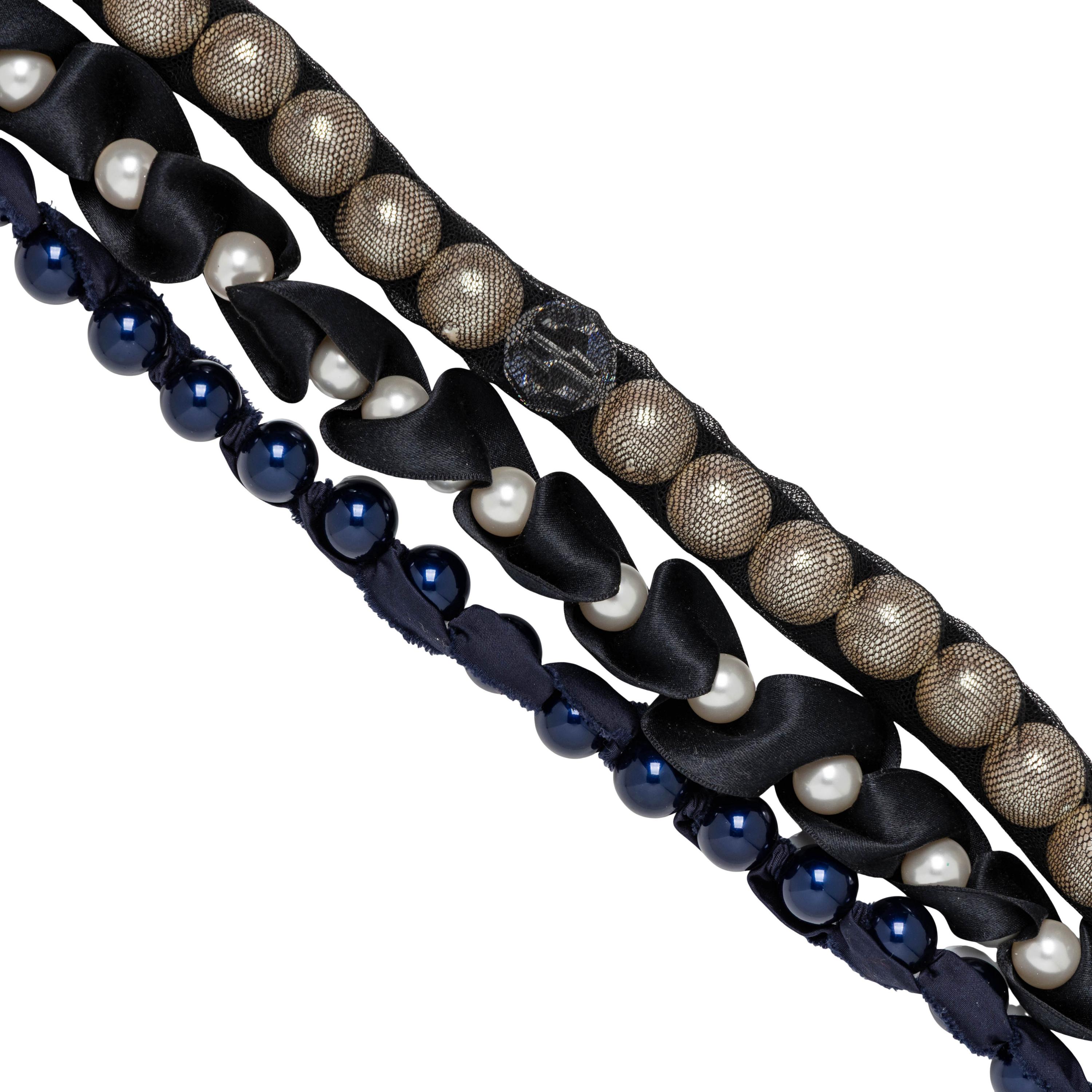 Lanvin, Three Costume Pearl & Ribbon Necklaces