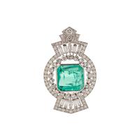 SYNTHETIC EMERALD AND DIAMOND PENDANT