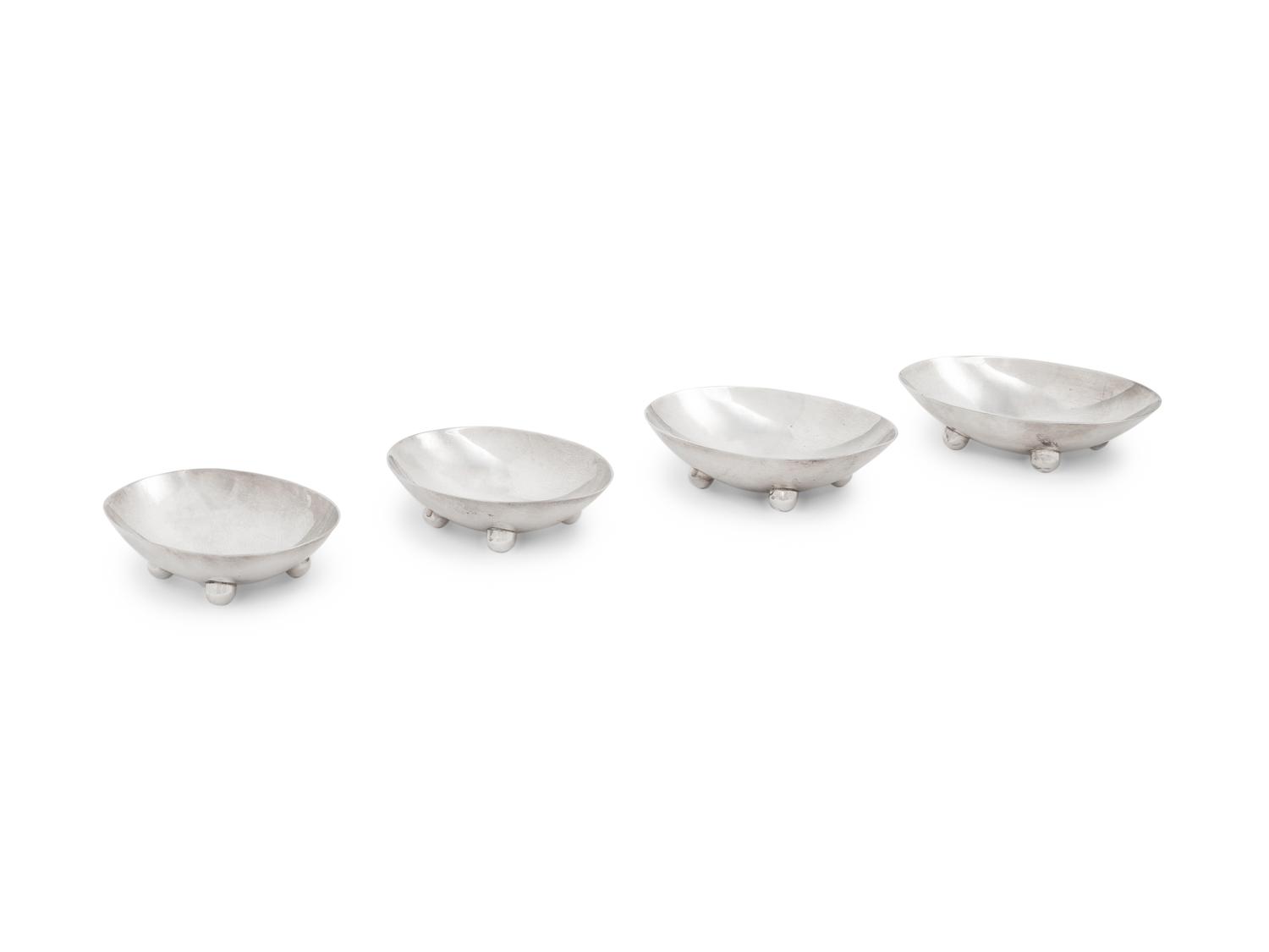 A Set of Four American Silver Footed Nut Dishes
