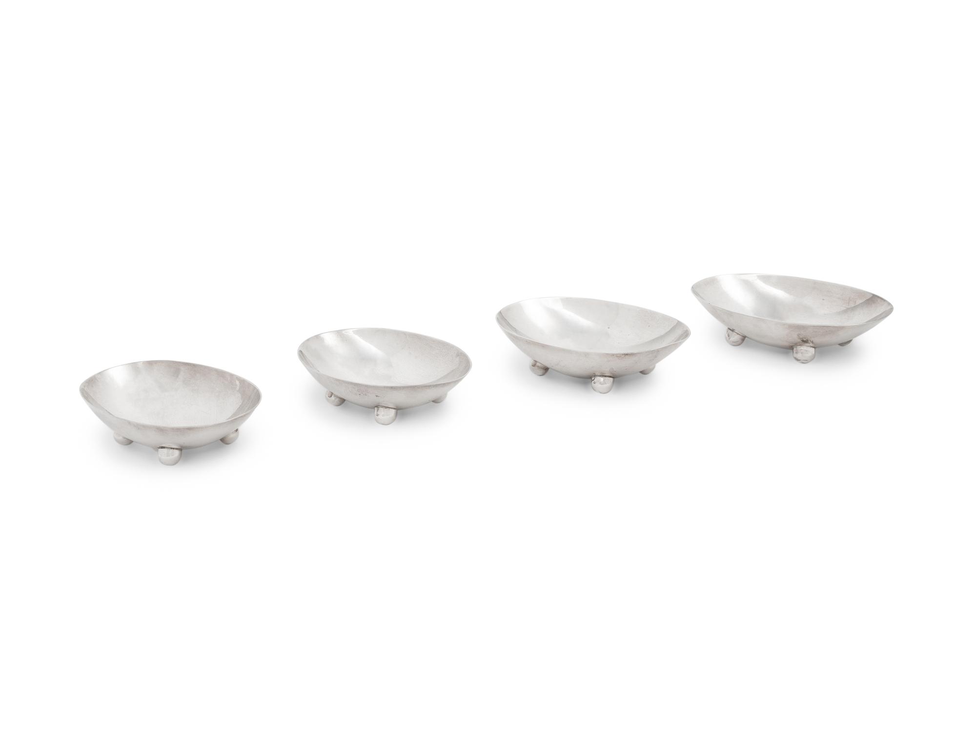 A Set of Four American Silver Footed Nut Dishes