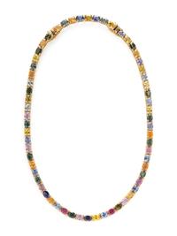 YELLOW GOLD AND MULTICOLOR SAPPHIRE NECKLACE