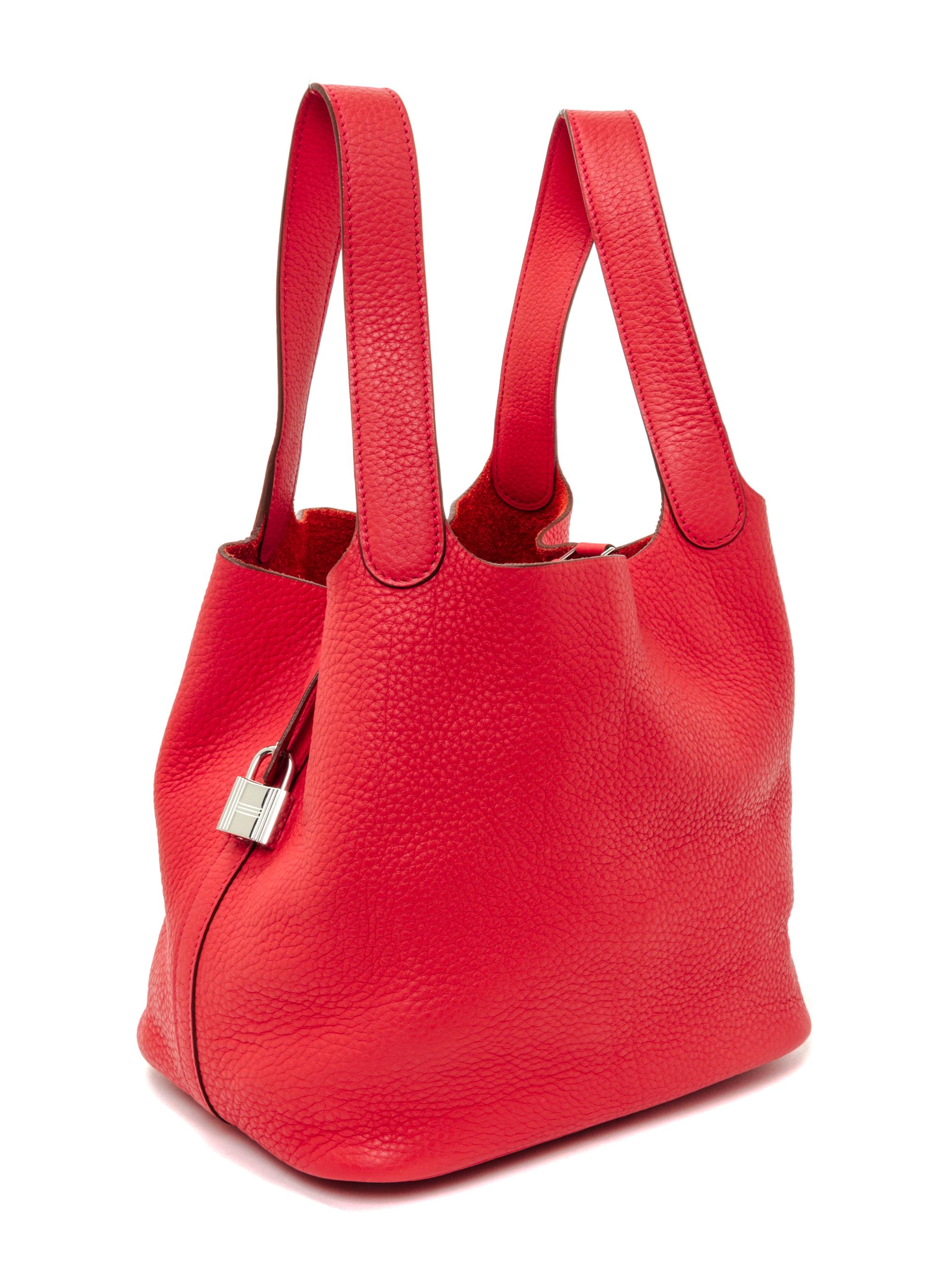An Hermes Bougainvillea Taurillon Clemence Picotin Lock MM Handbag, 9" x 8.5" x 7".