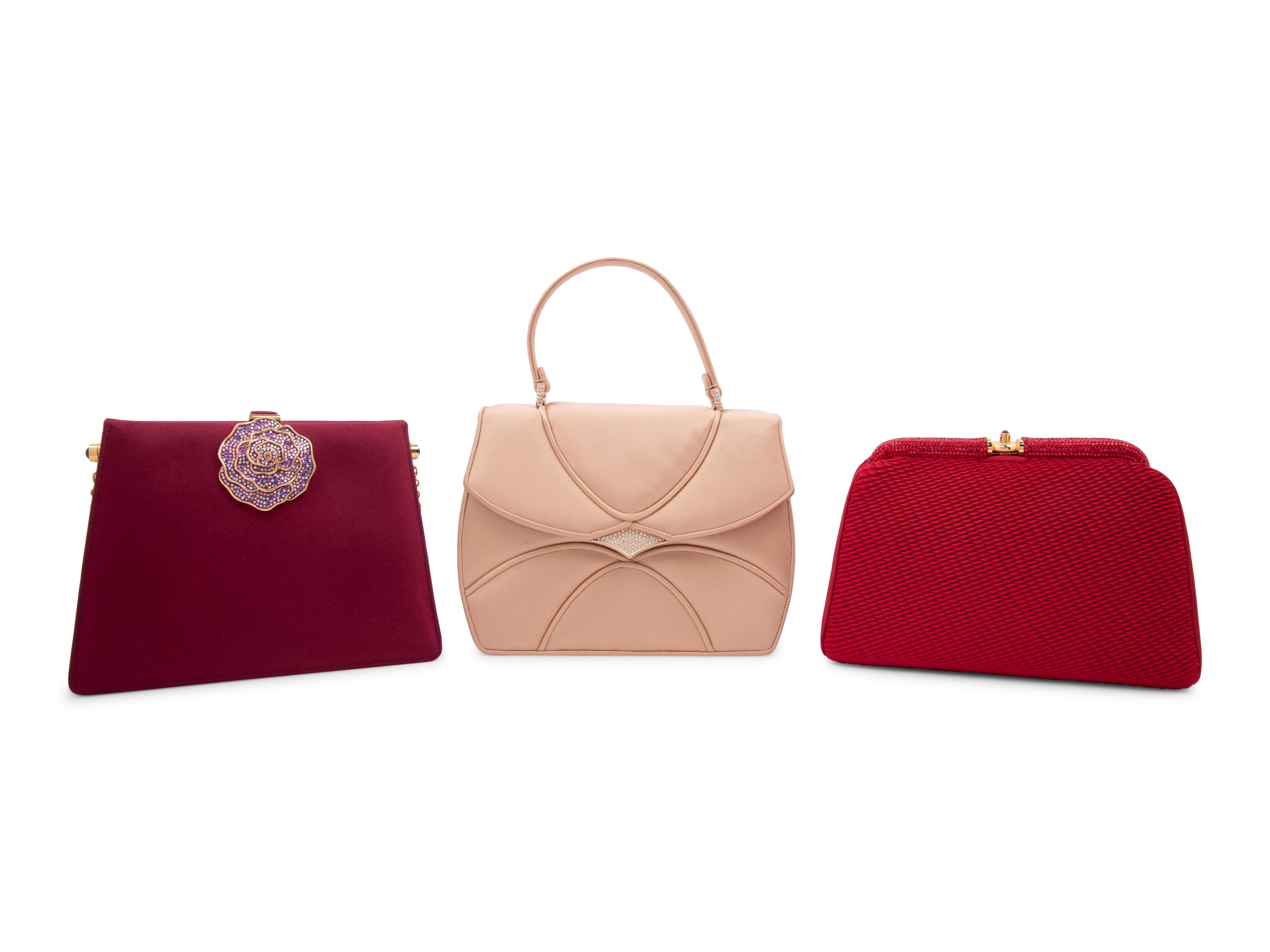 Three Judith Leiber Satin Hand Bags
