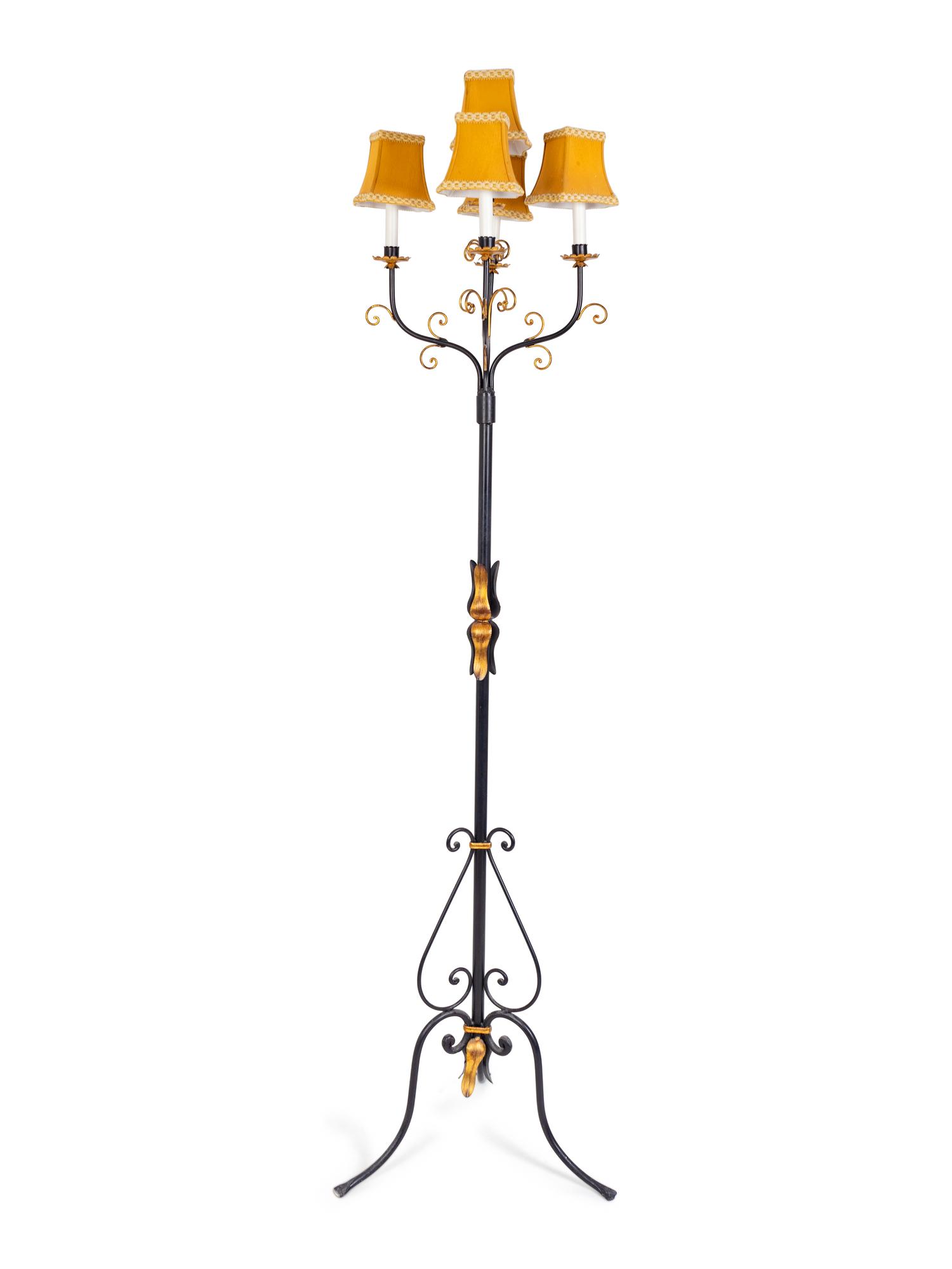 A Mizner Style Wrought-Iron Four-Light Torchère — 20TH CENTURY