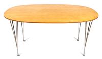 A Danish Modern Oval Top Dining Table Height 28 x width 40 x depth 57 inches.