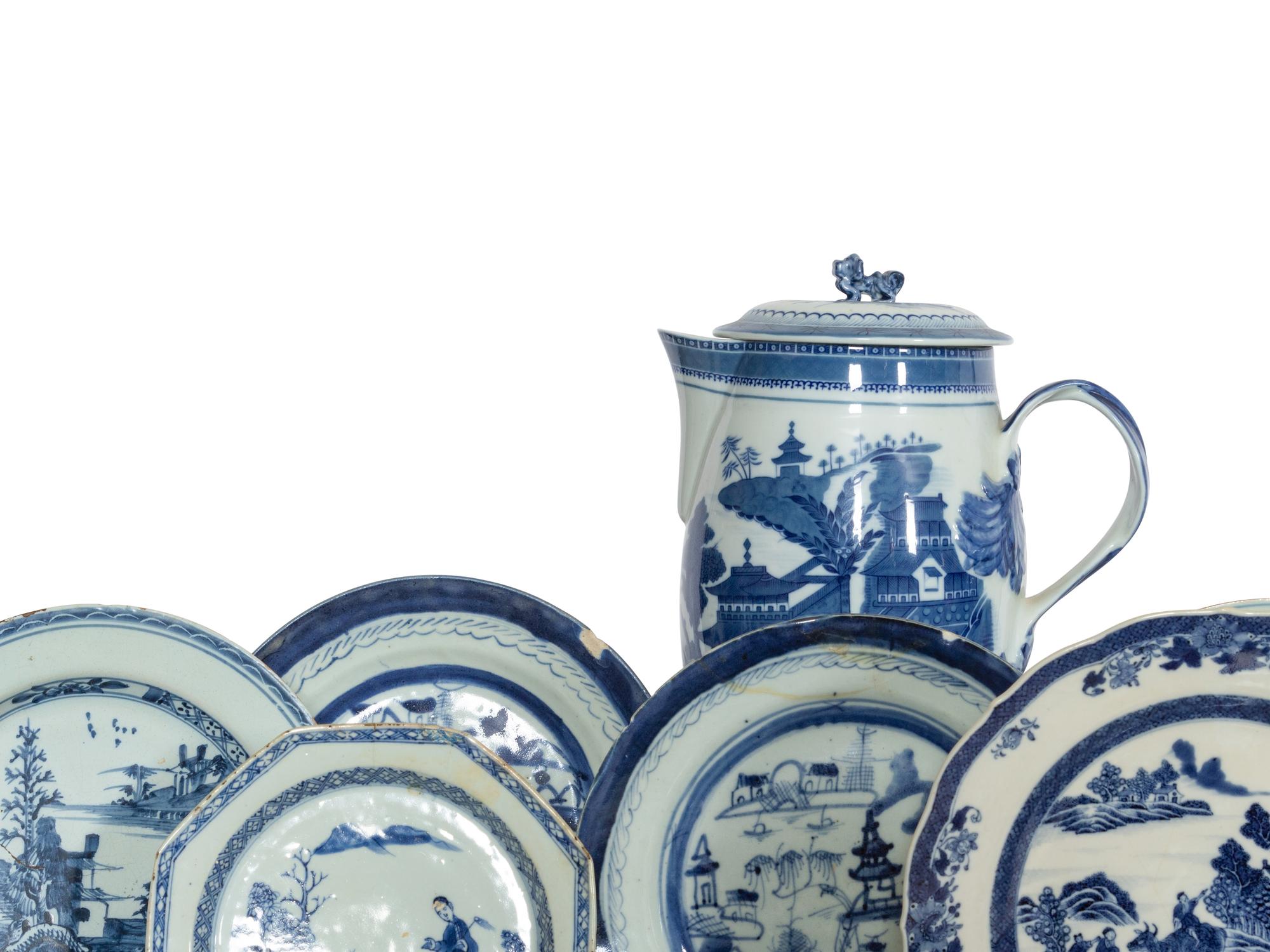 A Group of Fourteen Blue and White Porcelain Articles