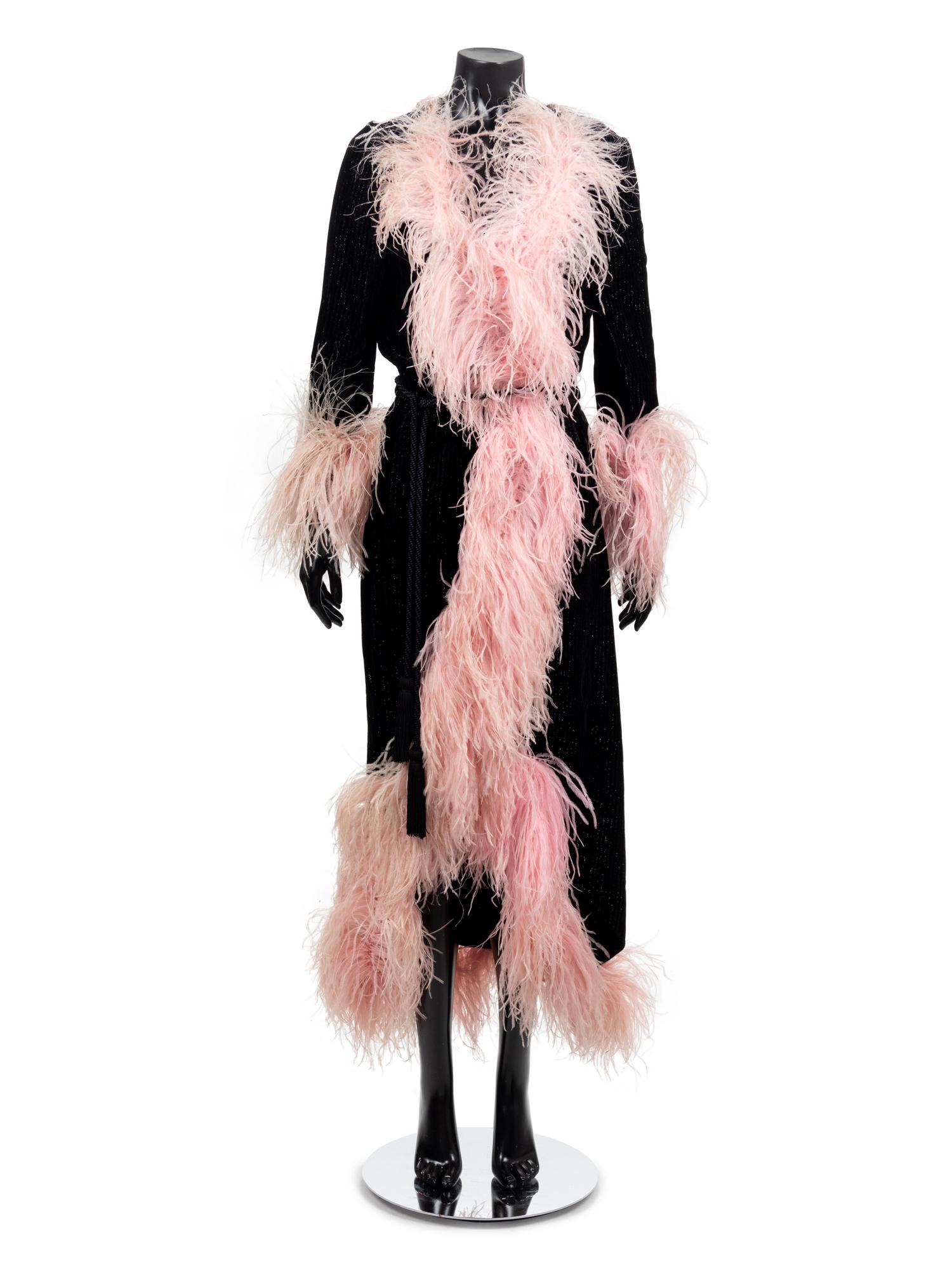 Nina Ricci Velvet Jacket Trimmed with Pink Feathers, 1969