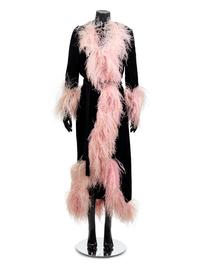 Nina Ricci Velvet Jacket Trimmed with Pink Feathers, 1969