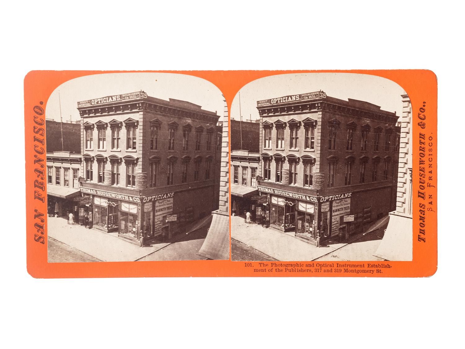 [WESTERN AMERICANA]. HOUSEWORTH, Thomas (1828-1915), photographer. The Photographic and Optical Instrument Establishment of the Publishers, 317 and 319 Montgomery St . San Francisco, CA: ca 1870.