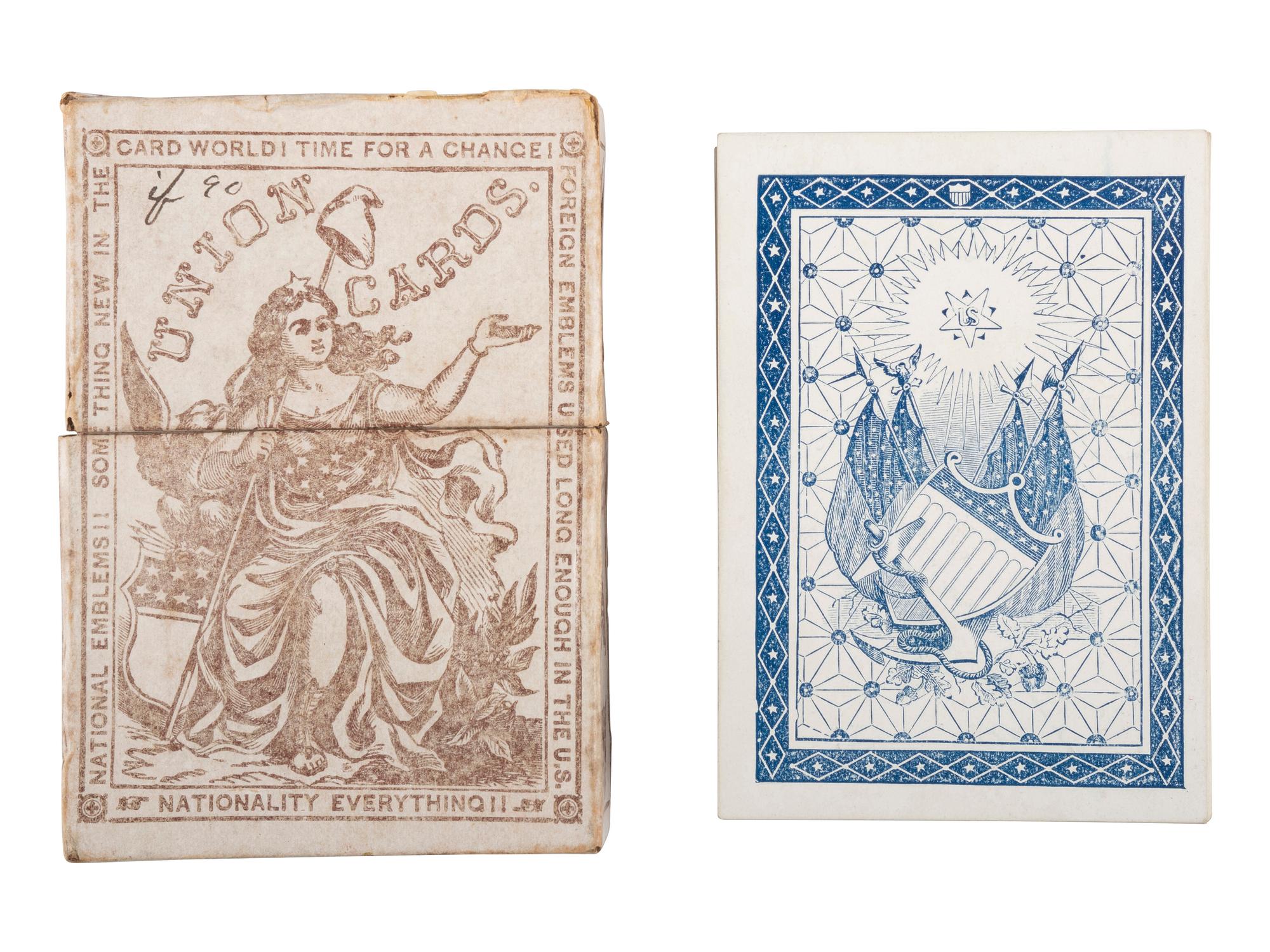 [CIVIL WAR]. Full deck of "Union Cards" with original box. New York: American Card Co., 1862.