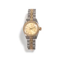 ROLEX, STAINLESS STEEL AND YELLOW GOLD 'OYSTER PERPETUAL' WATCH