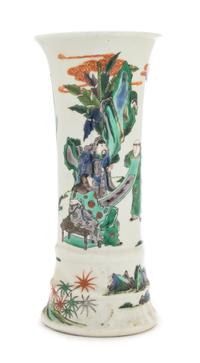 A Famille Verte Porcelain Gu-Form Vase Height 12 inches. — 19TH CENTURY