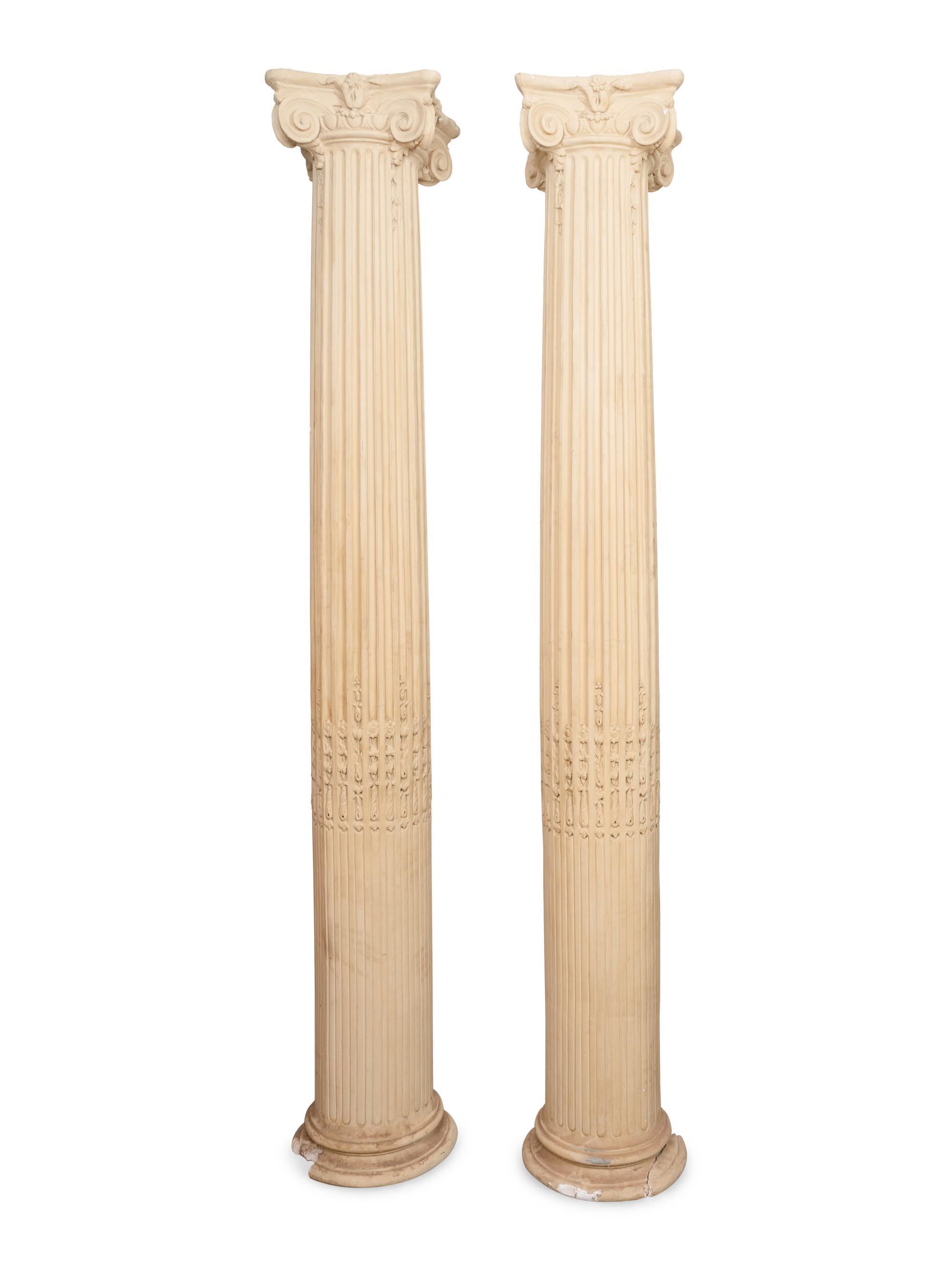 A Pair of Monumental Plaster Corinthian Columns
