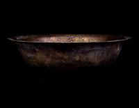 A Chinese Silvered Mounted Conch and A Silvered Metal Inlaid Basin