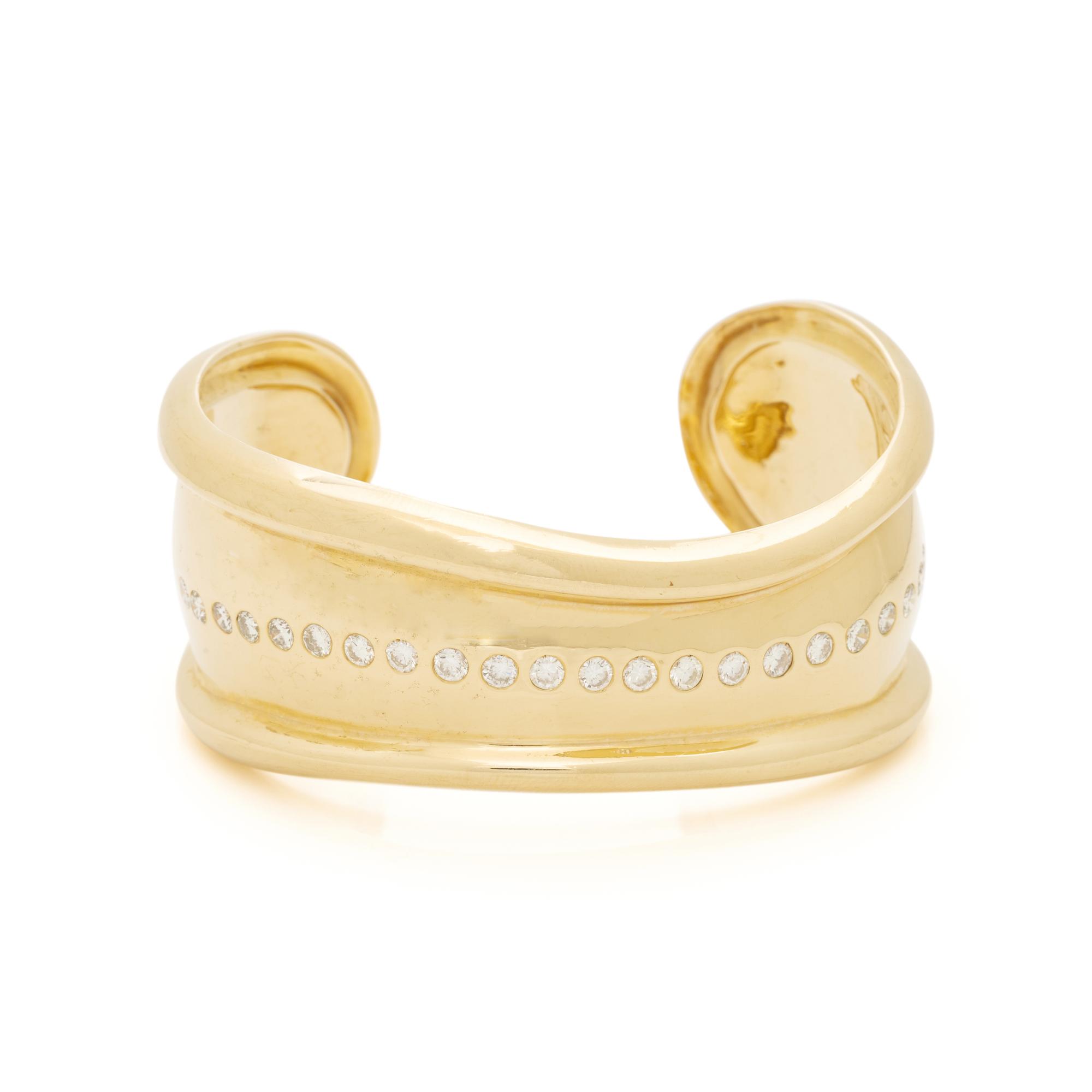 YELLOW GOLD AND DIAMOND CUFF BRACELET