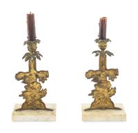 A Pair of Gilt Metal Candlesticks