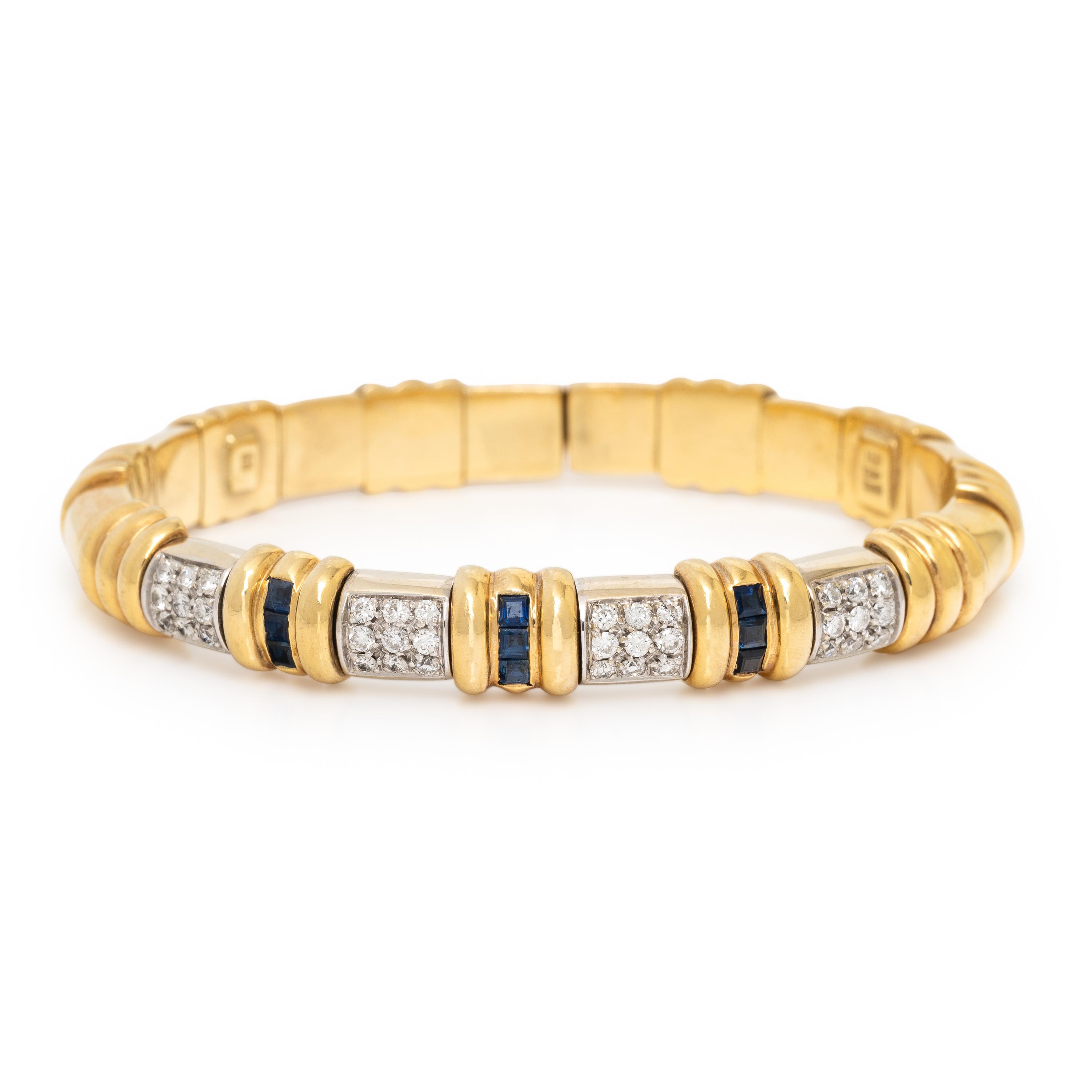 Set of Multigem and Yellow Gold Bangle Bracelets
