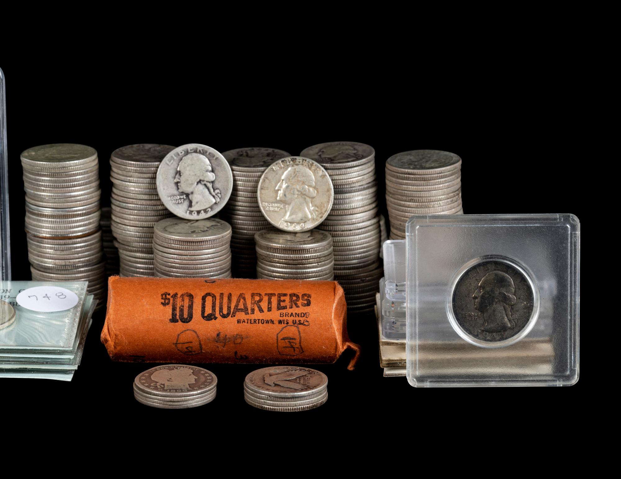 A Large Collection of Pre-1965 25c Coins
