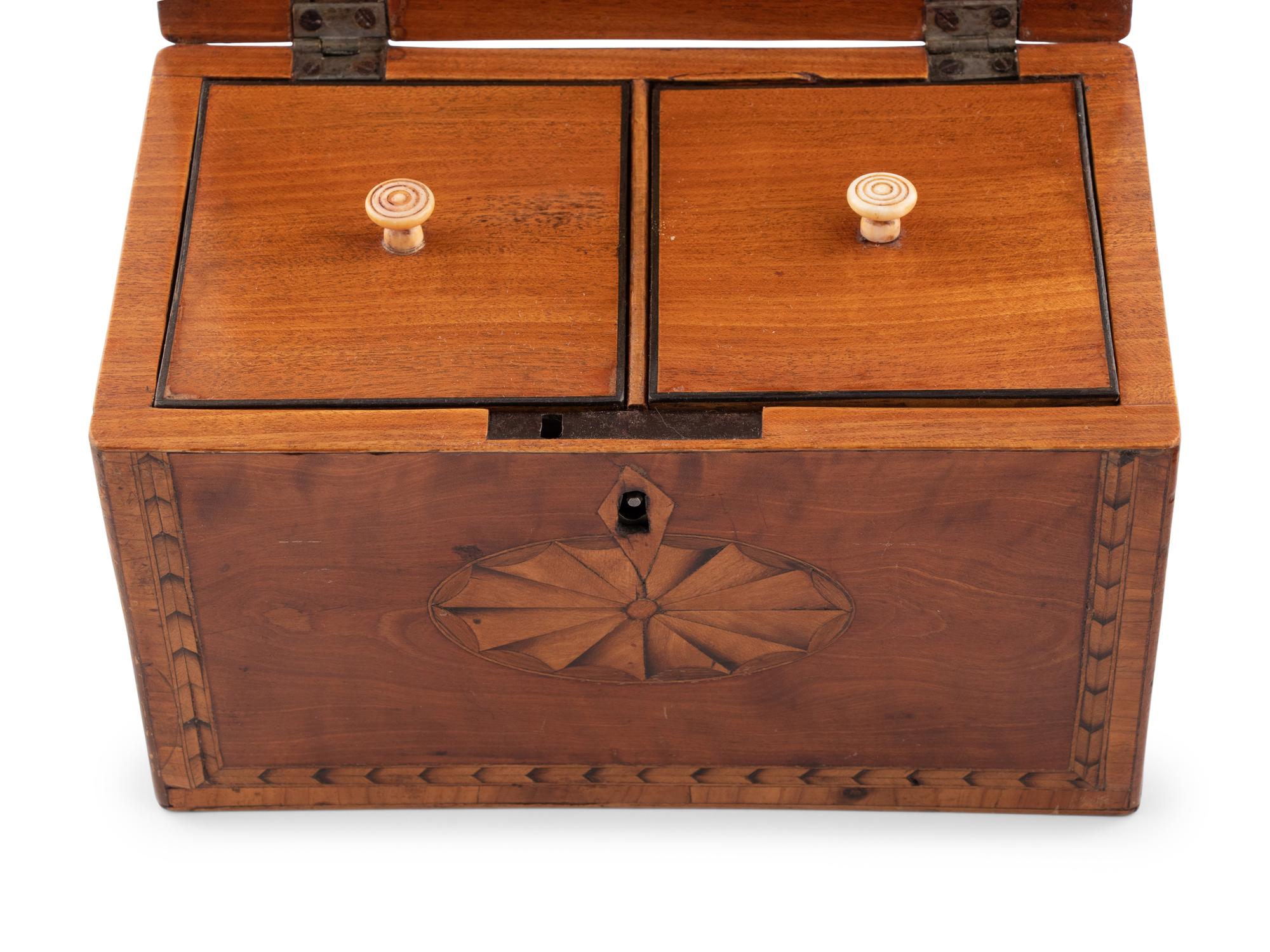 A Group of Four English Parquetry Tea Caddies