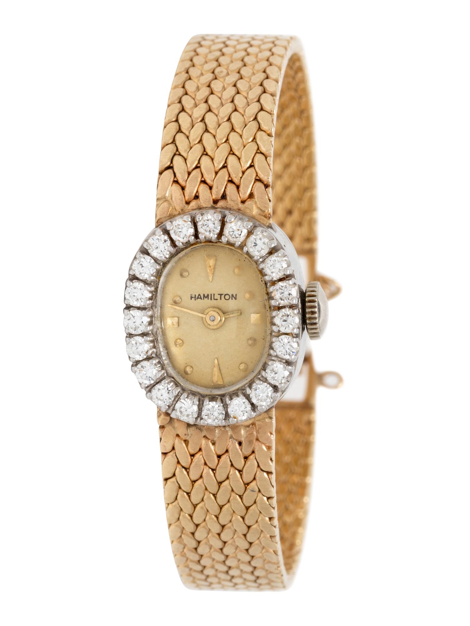 HAMILTON, YELLOW GOLD AND DIAMOND WATCH
