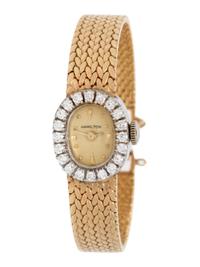 HAMILTON, YELLOW GOLD AND DIAMOND WATCH